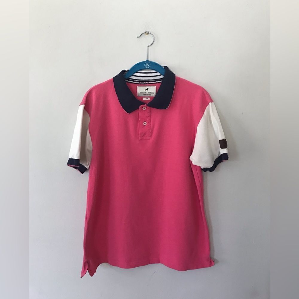 Dickens & Browne London | pink blue and white polo shirt | men’s size large